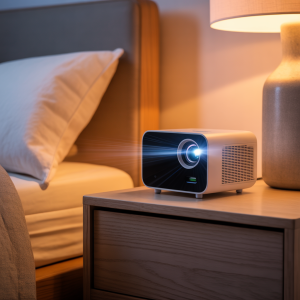     vidéoprojecteur petit appartement utilisé dans une pièce compacte et moderne