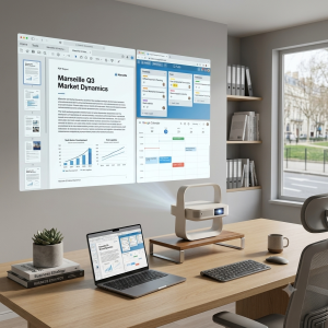 videoprojecteur vs ecran pc utilisation bureau professionnel