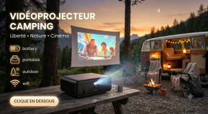 vidéoprojecteur camping projection film extérieur nature van life cinéma plein air