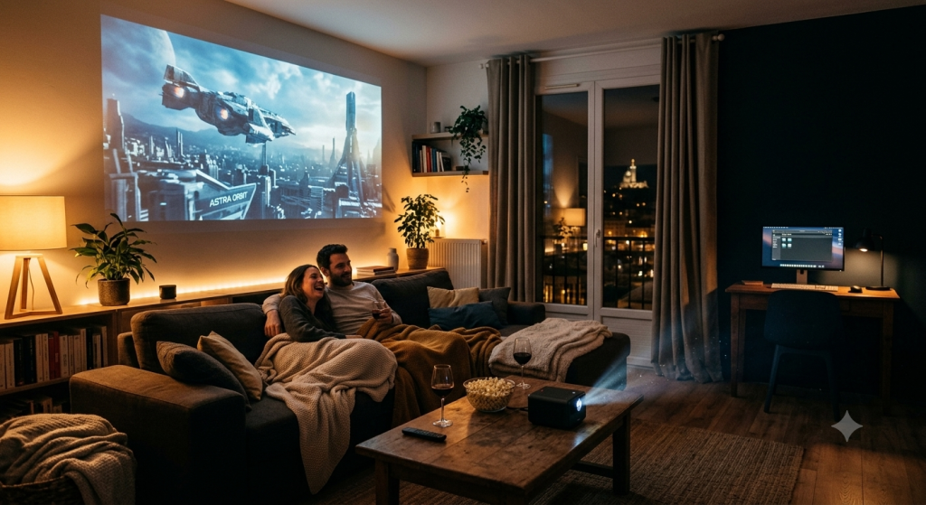 videoprojecteur vs ecran pc immersion film salon