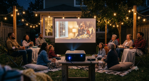 ecran videoprojecteur portable exterieur cinema jardin